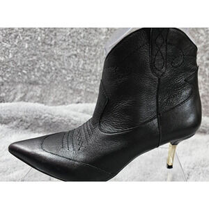 Jessica Simpson Nelda Western Cowboy Ankle Stiletto Booties 7 M‎ Black Leather